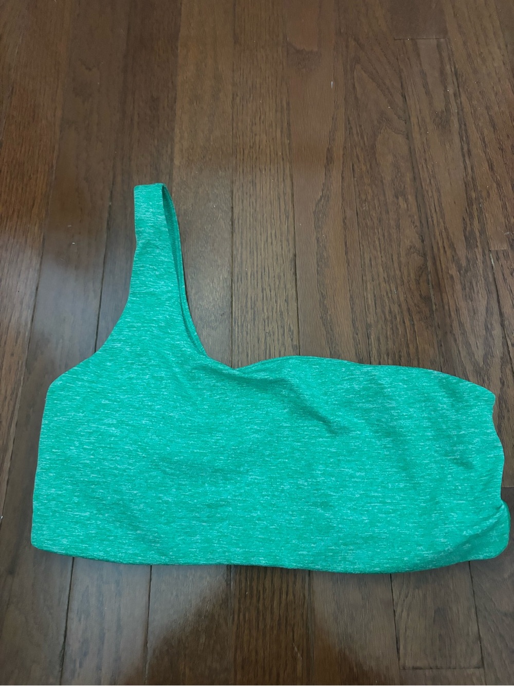 aerie One-Shoulder Heathered Green Sports Bra